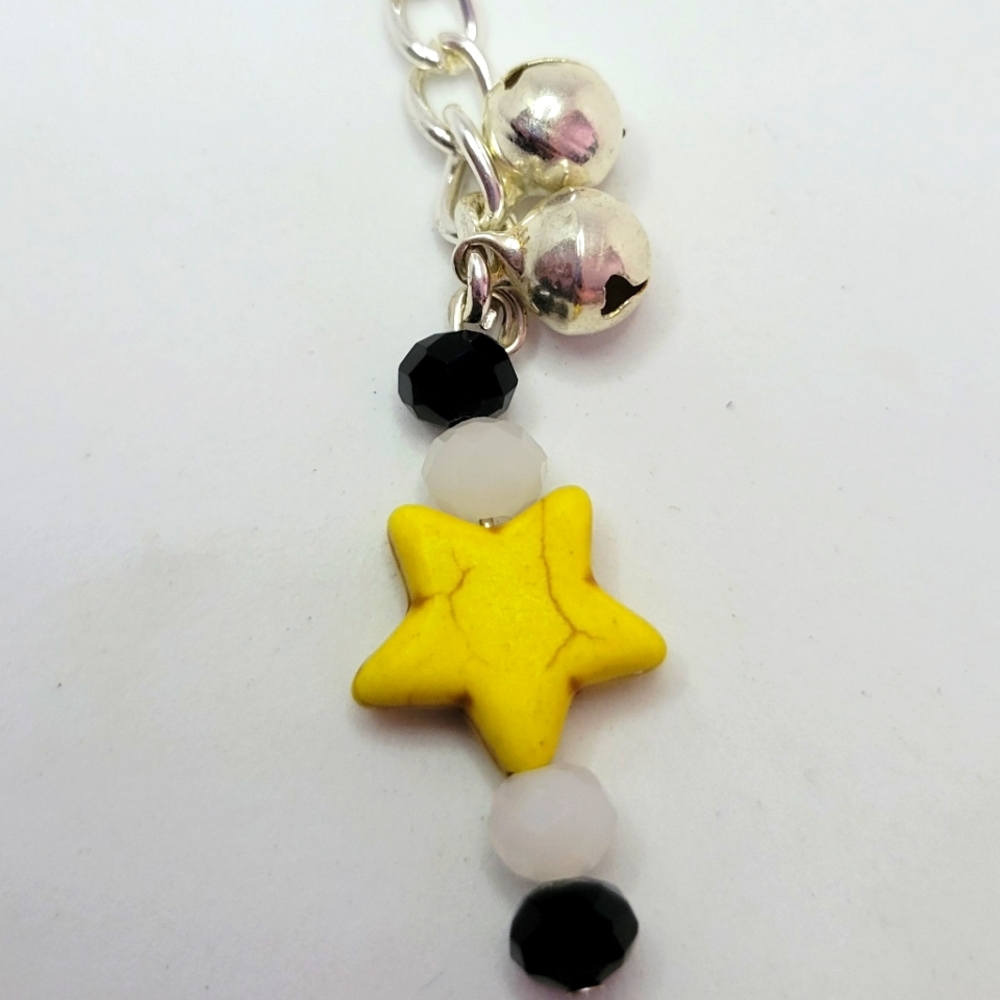 Yellow stone bead star Keychain